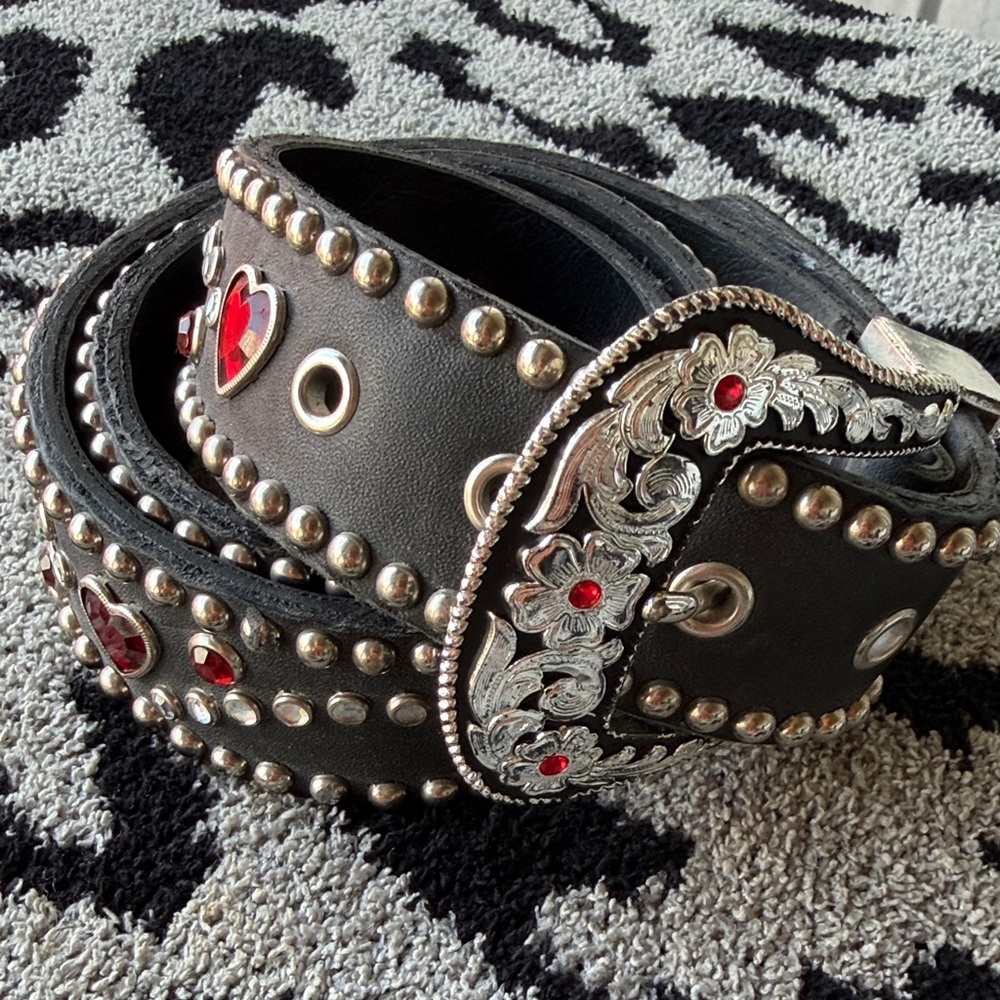 Rhinestone Hearts Western Belt